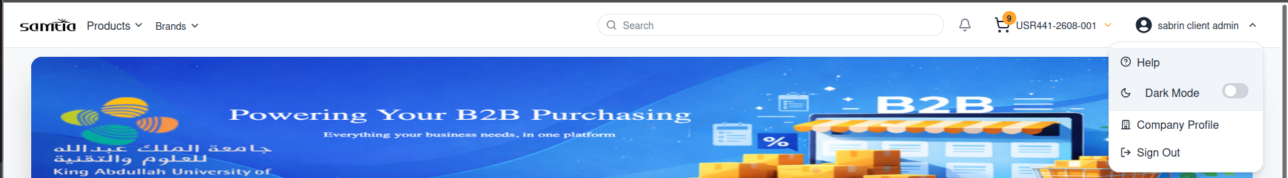 Client Header screen